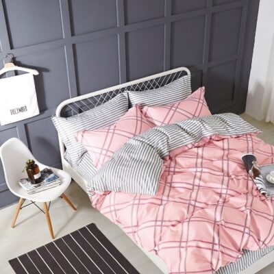 Komplet Pościeli Satyna Bawełniana Różowa