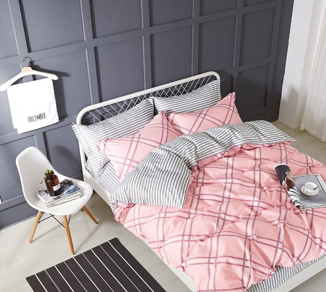 Komplet Pościeli Satyna Bawełniana Różowa