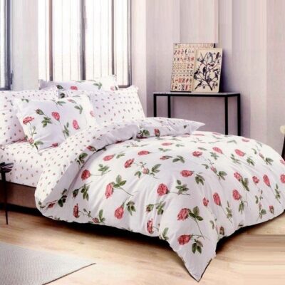 Komplet Pościeli Satyna Bawełniana w Róże