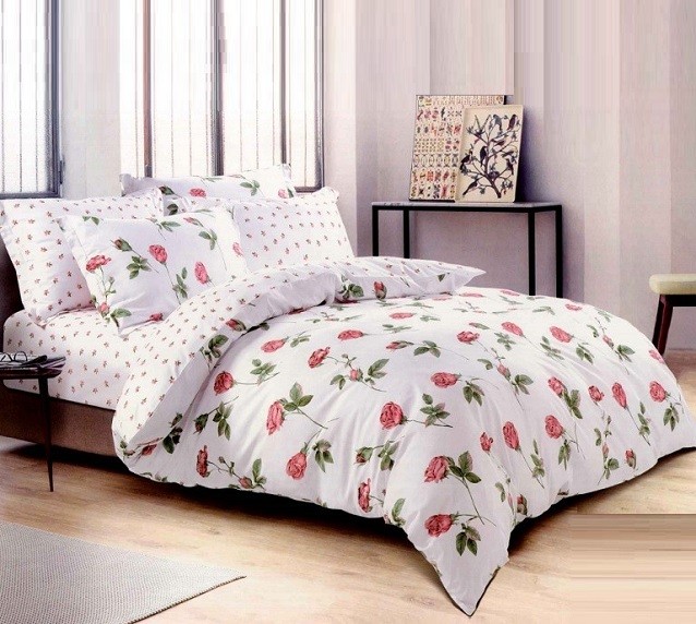 Komplet Pościeli Satyna Bawełniana w Róże Komplet Pościeli Satyna Bawełniana w Róże