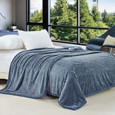 Narzuta dekoracyjna - koc w prążki grafitowa