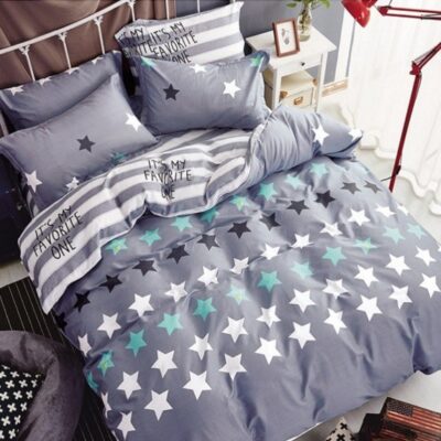 Komplet Pościeli Satyna Bawełniana w Gwiazdki