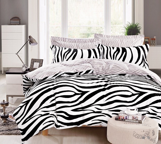 Komplet Pościeli Satyna Bawełniana 200x220 zebra