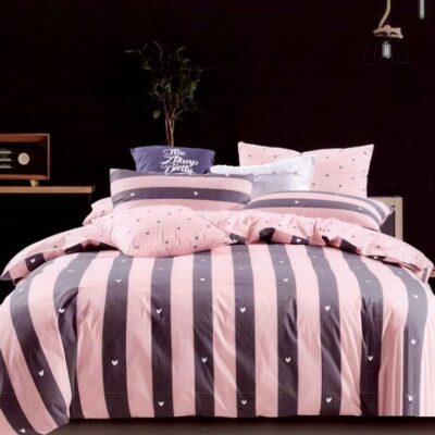 Komplet Pościeli Satyna Bawełniana w Paski