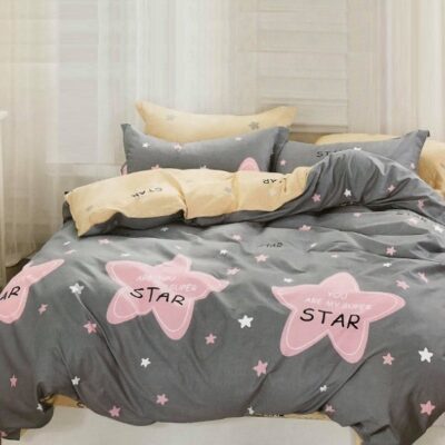 Komplet Pościeli Satyna Bawełniana w Gwiazdki