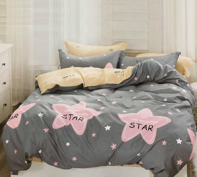 Komplet Pościeli Satyna Bawełniana w Gwiazdki