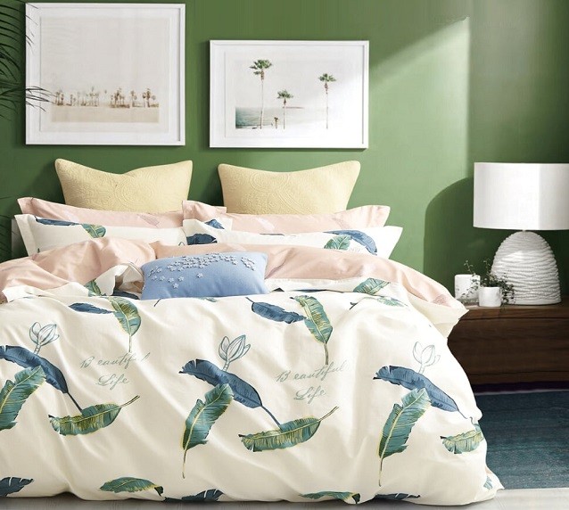 Komplet Pościeli Satyna Bawełniana w Piórka