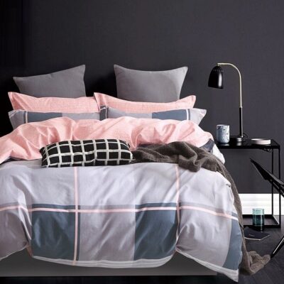 Komplet Pościeli Satyna Bawełniana w Kartę