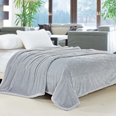 Narzuta dekoracyjna - koc w prążki szara