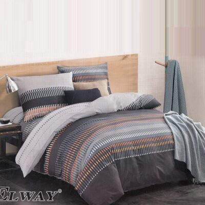 Komplet Pościeli Satyna Bawełniana w Pasy