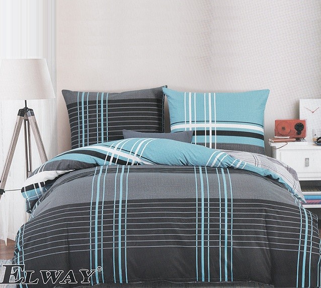 Komplet Pościeli Satyna Bawełniana w Kratke