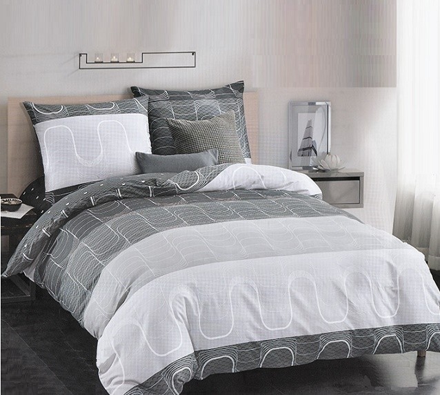 Komplet Pościeli Satyna Bawełniana w Fale