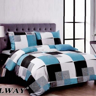 Komplet Pościeli Satyna Bawełniana w Kratke