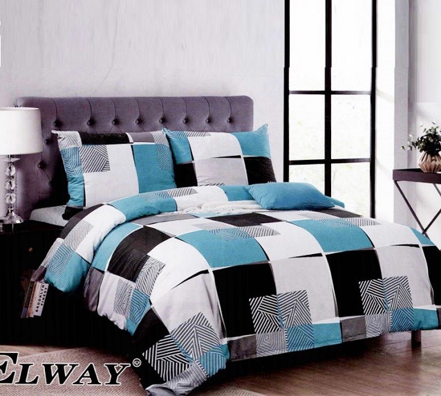 Komplet Pościeli Satyna Bawełniana w Kratke