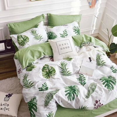 Komplet Pościeli Satyna Bawełniana Monstera