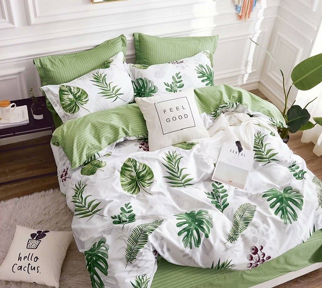 Komplet Pościeli Satyna Bawełniana Monstera