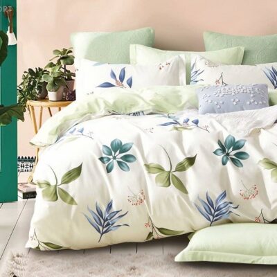 Komplet Pościeli Satyna Bawełniana w Liście