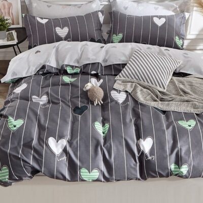Komplet Pościeli Satyna Bawełniana w Serca