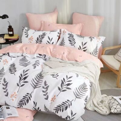 Komplet Pościeli Satyna Bawełniana w Liście