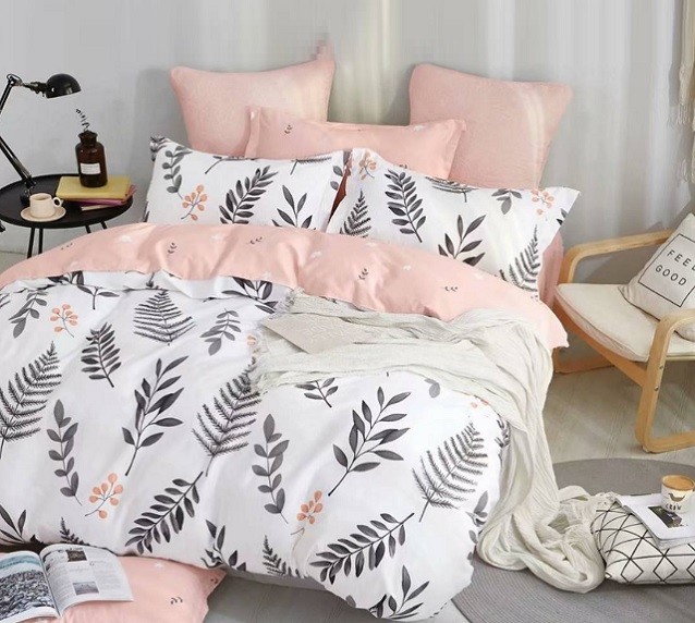 Komplet Pościeli Satyna Bawełniana w Liście