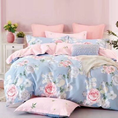 Komplet Pościeli Satyna Bawełniana w Róże