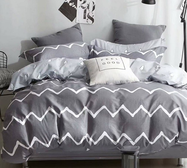 Komplet Pościeli Satyna Bawełniana w zygzak