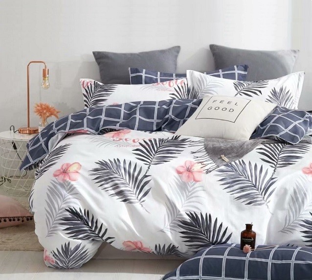 Komplet Pościeli Satyna Bawełniana Liście