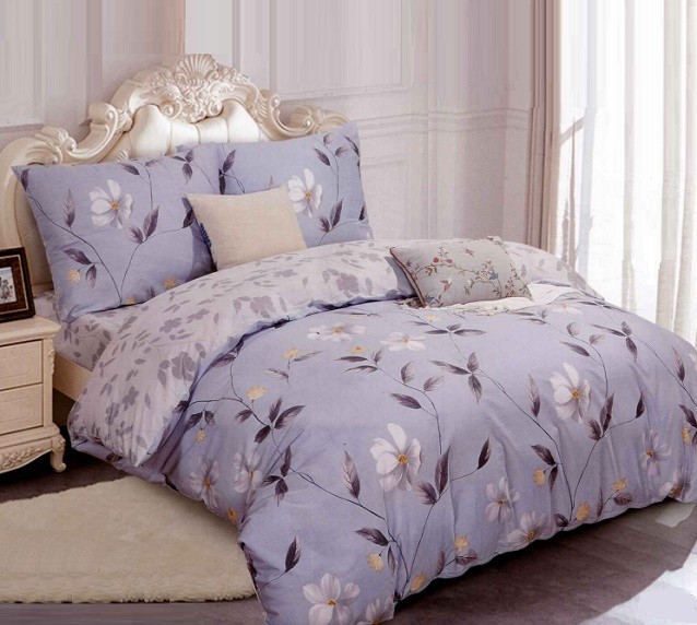 Komplet Pościeli Satyna Bawełniana w Kwiaty