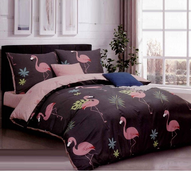Komplet Pościeli Satyna Bawełniana Flamingi