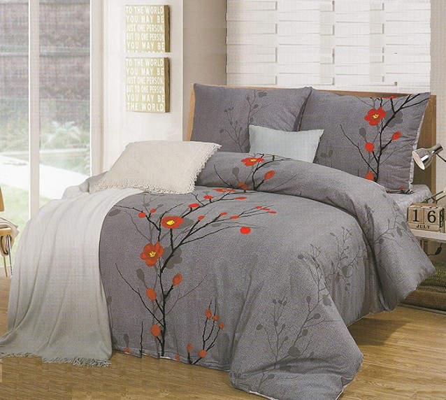 Komplet Pościeli Satyna Bawełniana Kwiatki