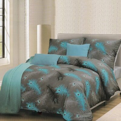 Komplet Pościeli Satyna Bawełniana w Piórka