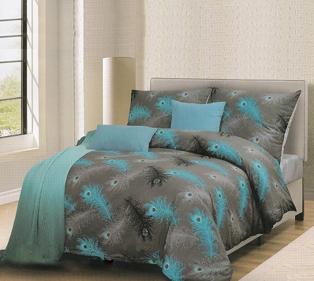 Komplet Pościeli Satyna Bawełniana w Piórka