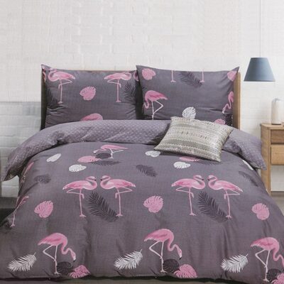 Komplet Pościeli Satyna Bawełniana Flamingi