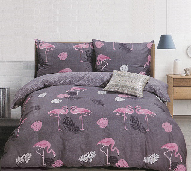 Komplet Pościeli Satyna Bawełniana Flamingi
