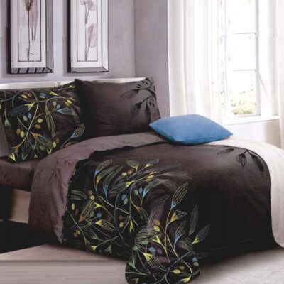 Komplet Pościeli Satyna Bawełniana w Liście