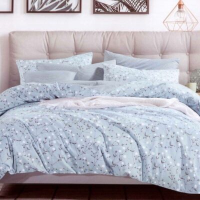 Komplet Pościeli Satyna Bawełniana w Kwiatki