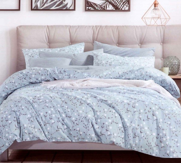 Komplet Pościeli Satyna Bawełniana w Kwiatki