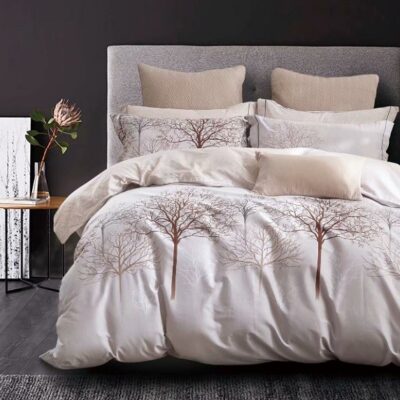 Komplet Pościeli Satyna Bawełniana w Drzewa