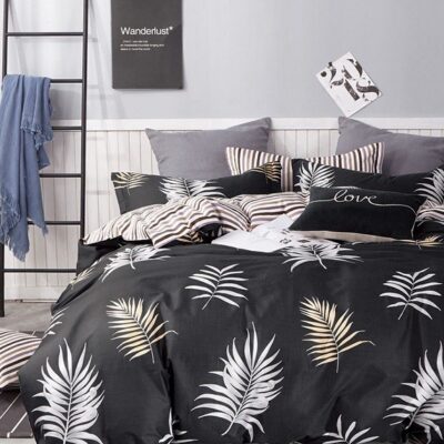 Komplet Pościeli Satyna Bawełniana Paprocie