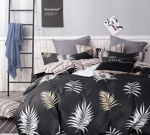 Komplet Pościeli Satyna Bawełniana Paprocie