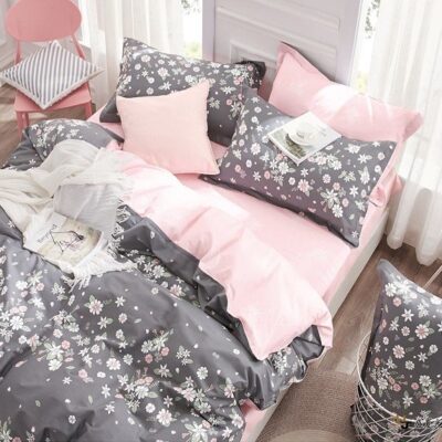 Komplet Pościeli Satyna Bawełniana Kwiaty