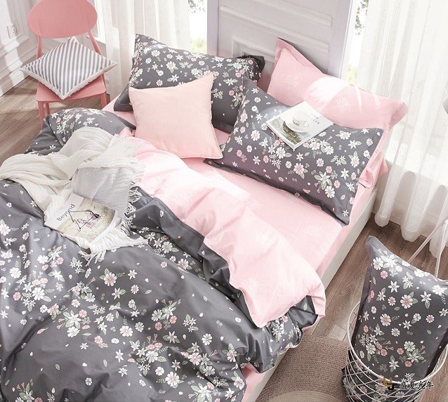 Komplet Pościeli Satyna Bawełniana Kwiaty