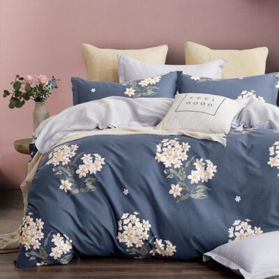 Komplet Pościeli Satyna Bawełniana Kwiaty