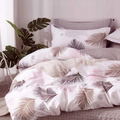 Komplet Pościeli Satyna Bawełniana Liście