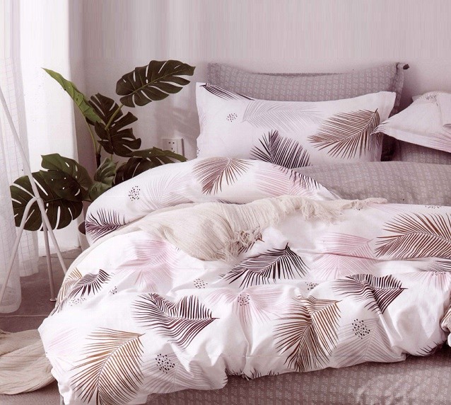 Komplet Pościeli Satyna Bawełniana Liście