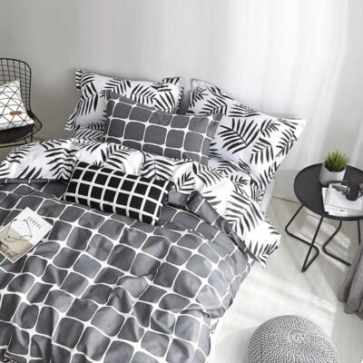 Komplet Pościeli Satyna Bawełniana Kwadraty