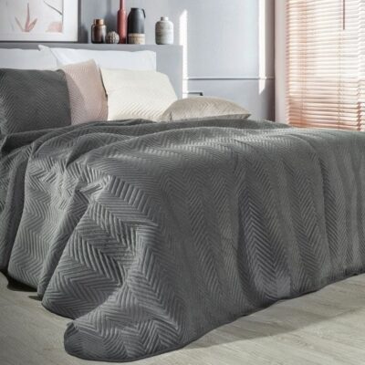 Narzuta Eurofirany Welurowa Sofia Grafitowa