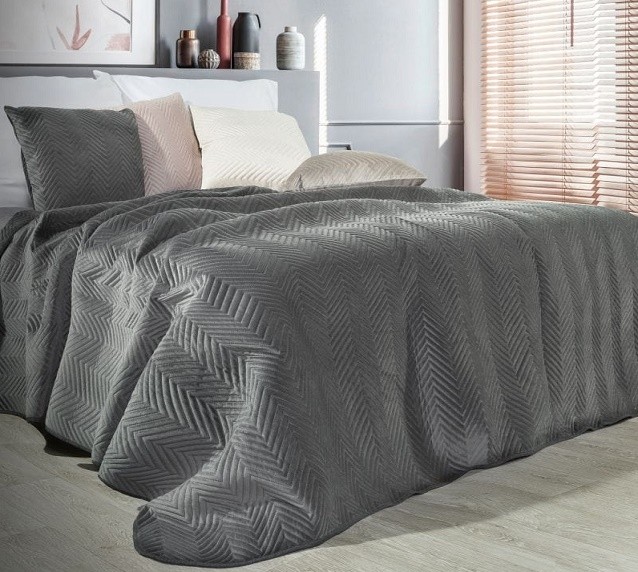 Narzuta Eurofirany Welurowa Sofia Grafitowa