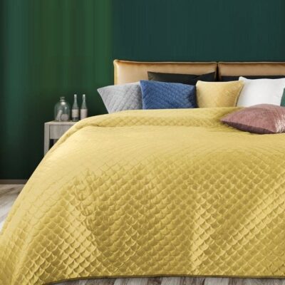 Narzuta Eurofirany Welurowa Ariel Musztardowa