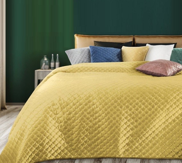 Narzuta Eurofirany Welurowa Ariel Musztardowa